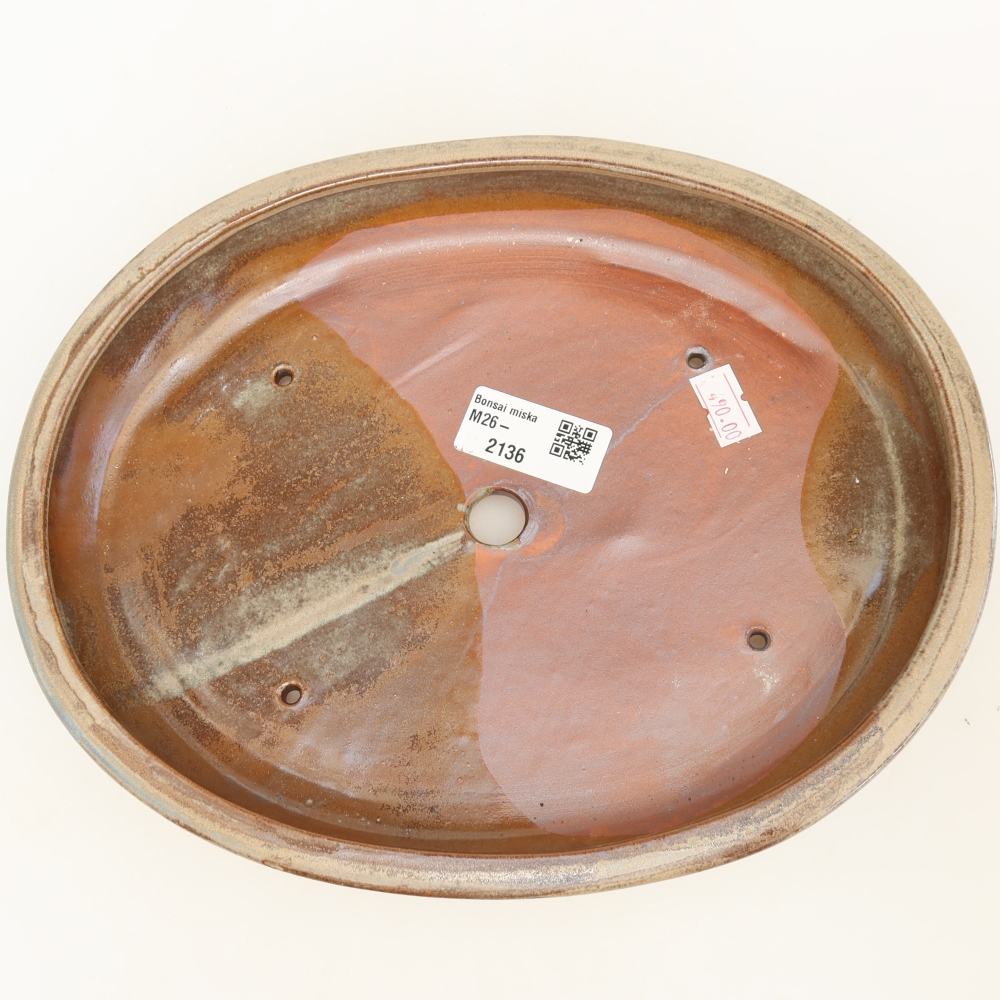 Ciotola per bonsai in ceramica 24,5 x 20 x 4 cm, marrone