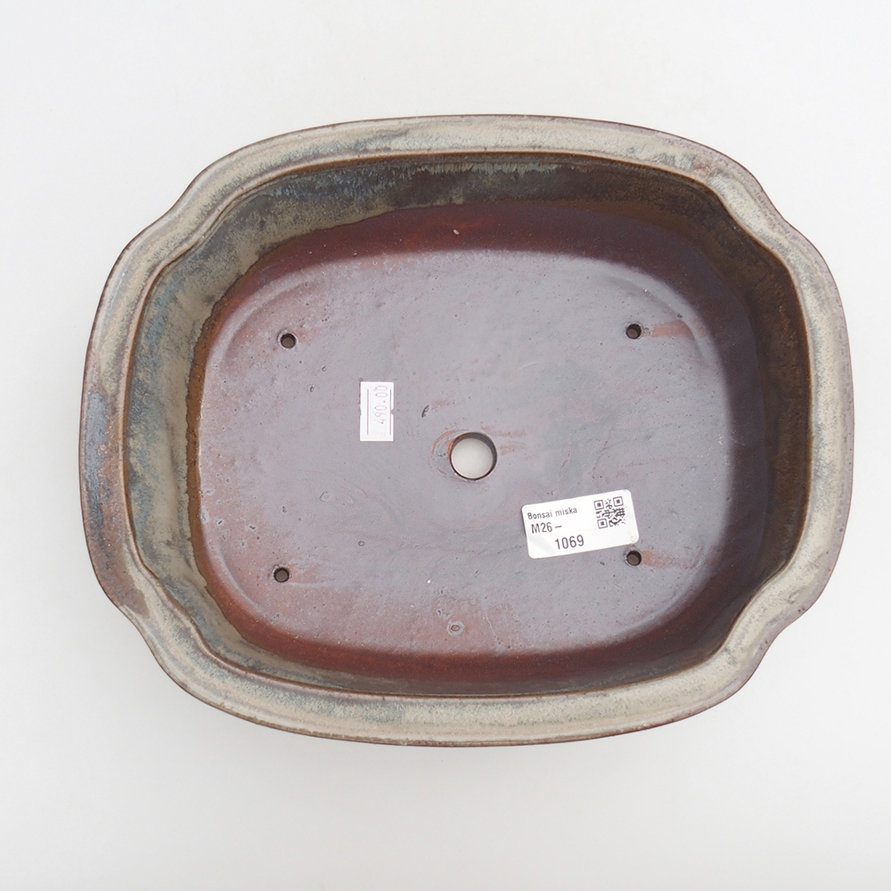 Ciotola per bonsai in ceramica 24 x 19,5 x 7 cm, marrone