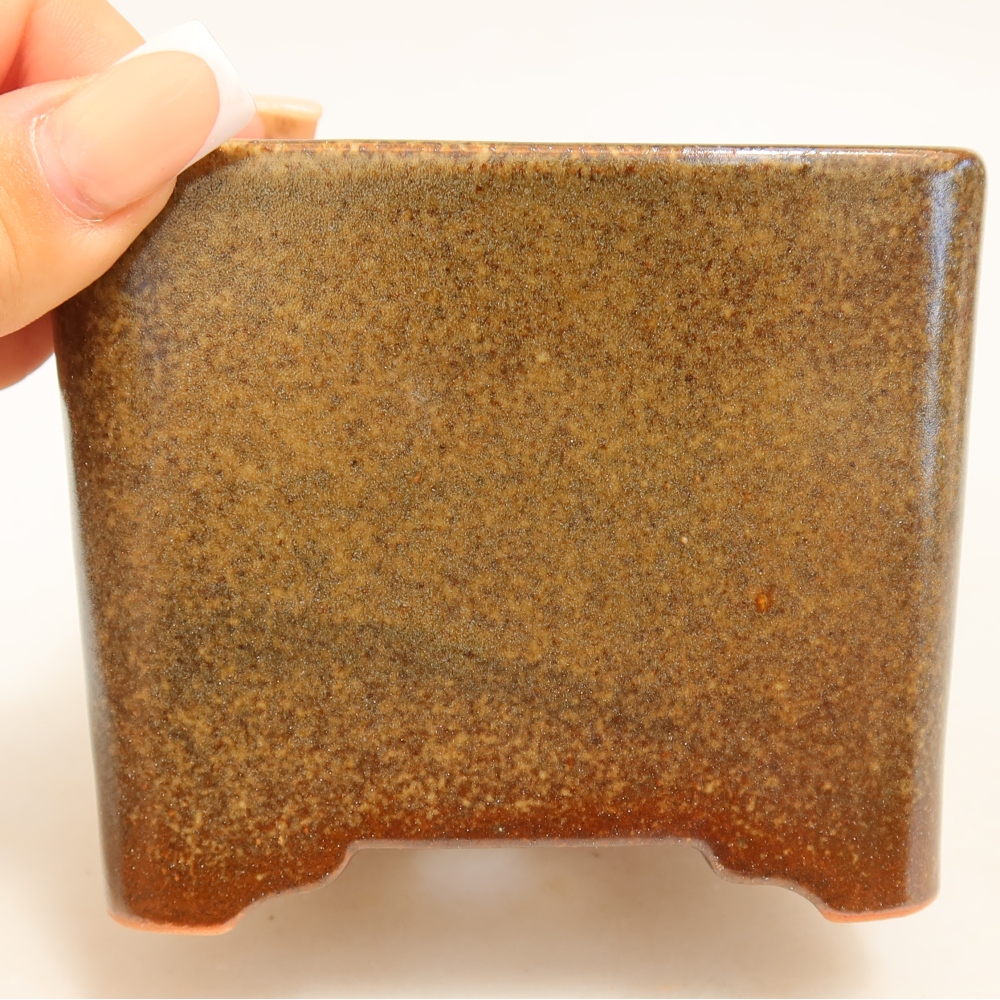 Vaso da bonsai in ceramica 10 x 10 x 8,5 cm, colore marrone