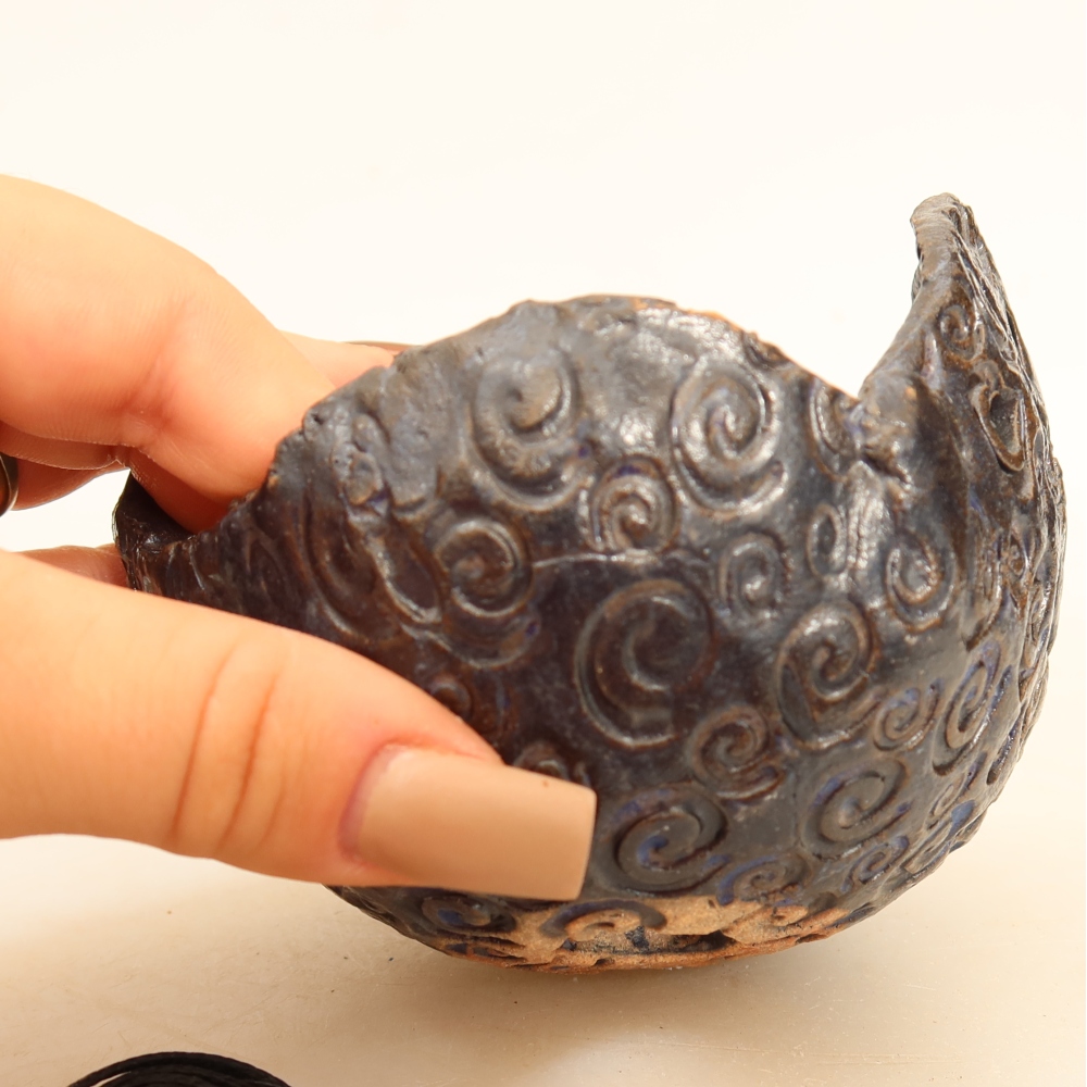 Contenitore in ceramica per Kokedama 10 x 9 x 8 cm, colore blu