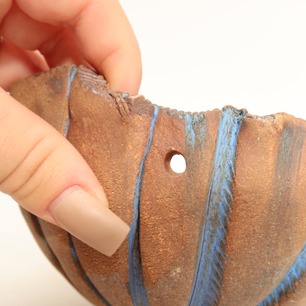 Contenitore in ceramica per Kokedama 13,5 x 12 x 8 cm, colore blu