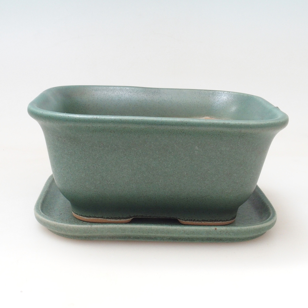 Ciotola bonsai + piattino H38 - 12x10x5,5 cm - verde