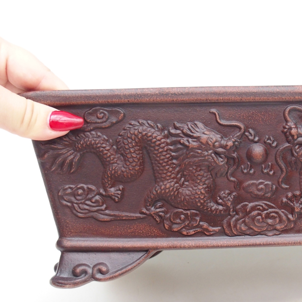 Ciotola per bonsai in ceramica 28 x 20,5 x 11 cm, marrone