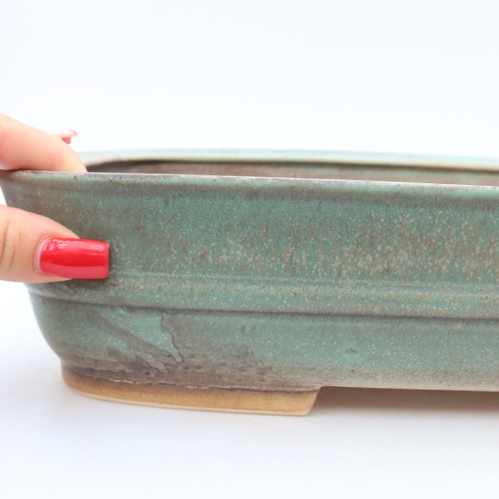 Vaso da bonsai in ceramica 30 x 24,5 x 7,5 cm, colore verde