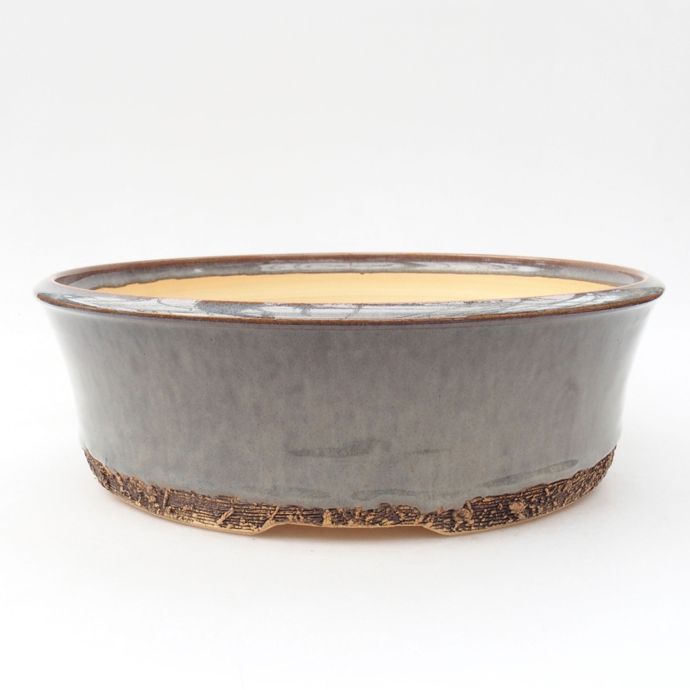 Vaso da bonsai in ceramica 25,5 x 25,5 x 8 cm, colore grigio