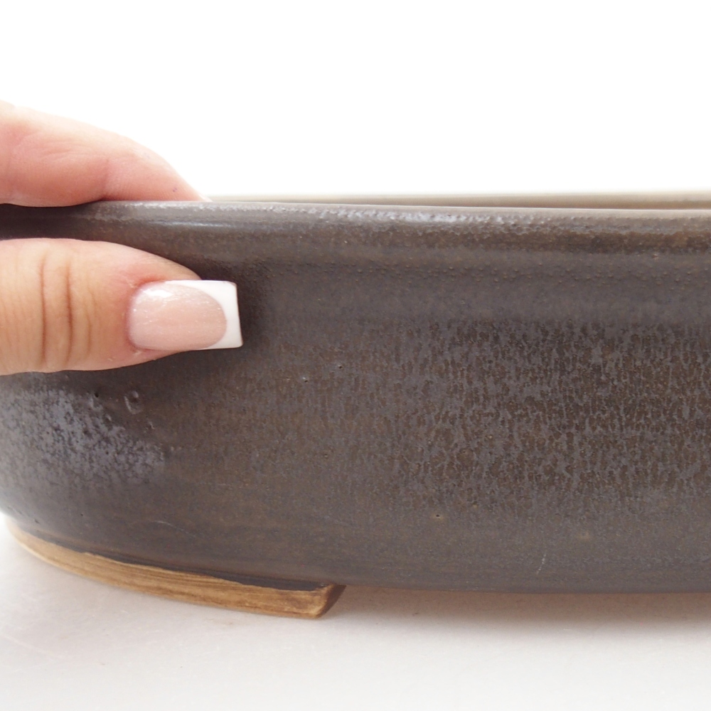 Ciotola per bonsai in ceramica 32,5 x 28 x 7 cm, marrone