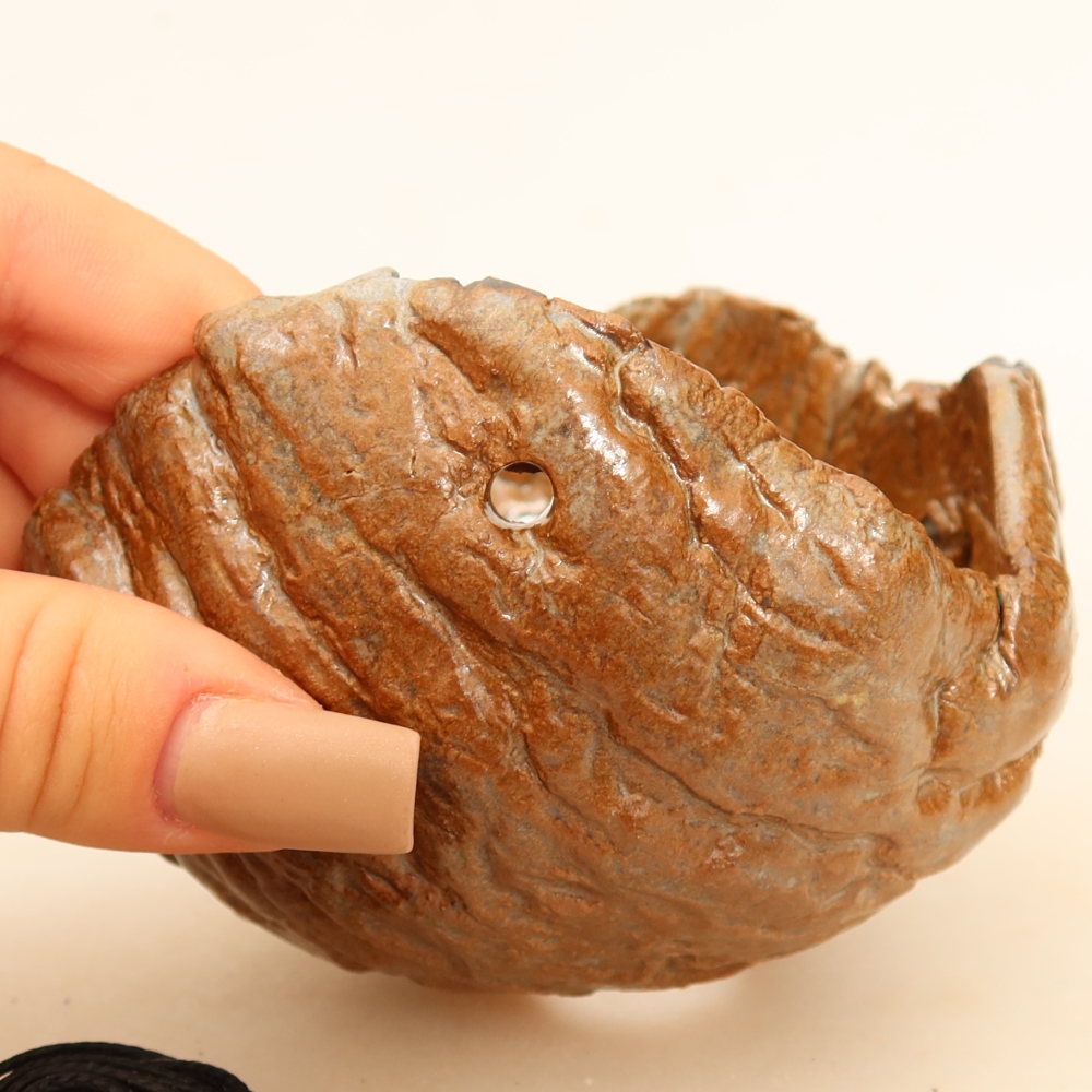 Contenitore in ceramica per Kokedama 9 x 9 x 7 cm, colore marrone