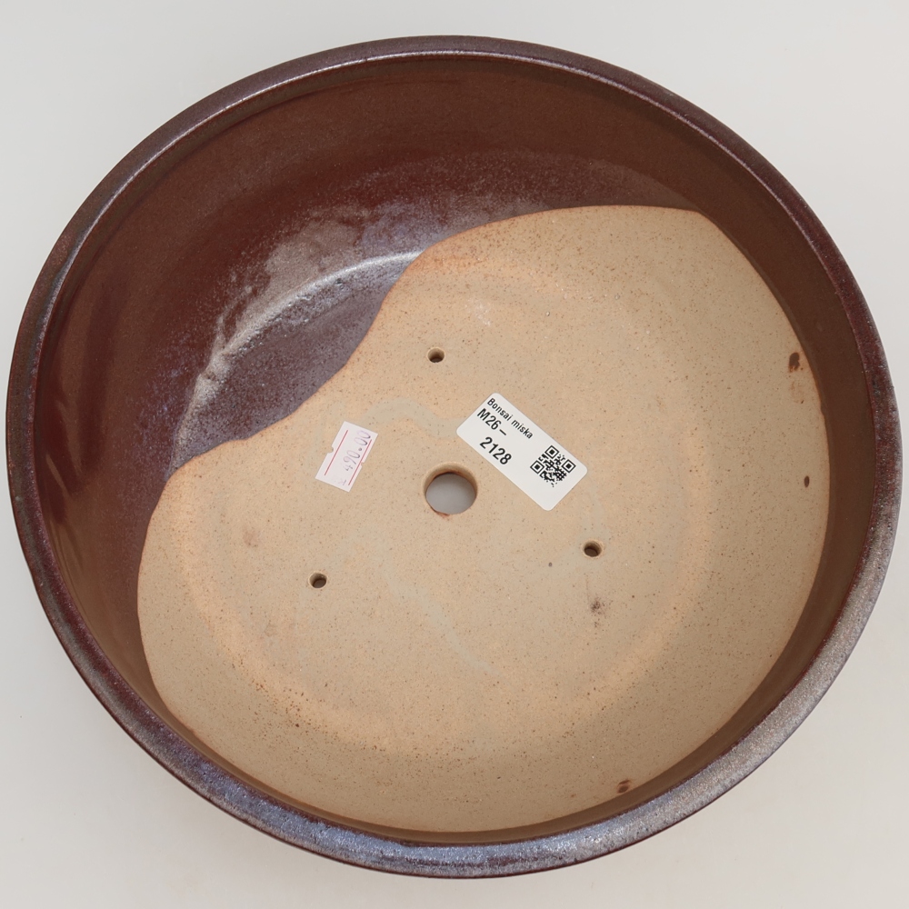 Vaso da bonsai in ceramica 24,5 x 24,5 x 7,5 cm, colore bordeaux