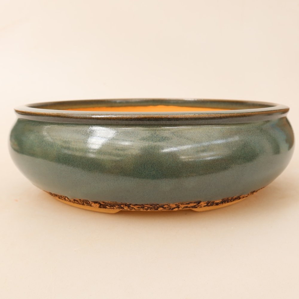 Vaso in ceramica per bonsai 24 x 24 x 7,5 cm, colore verde