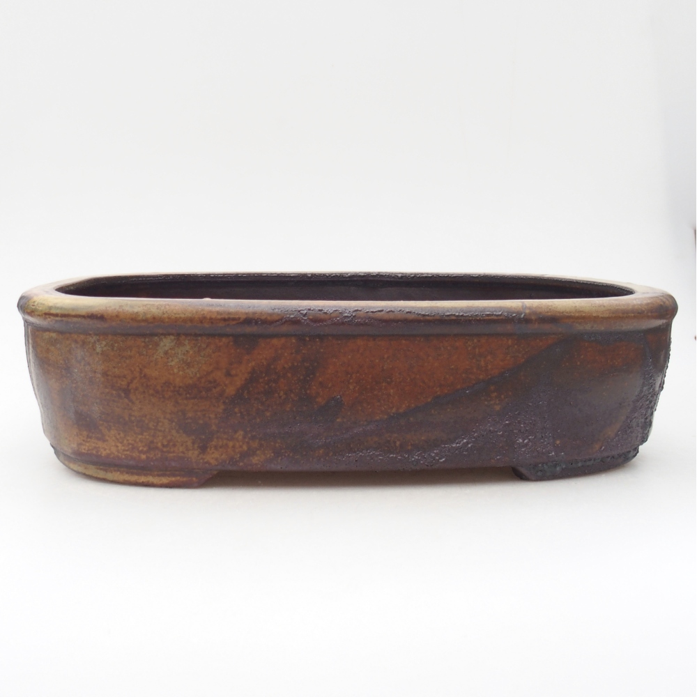 Ciotola per bonsai in ceramica 32 x 25 x 8 cm, colore marrone-verde