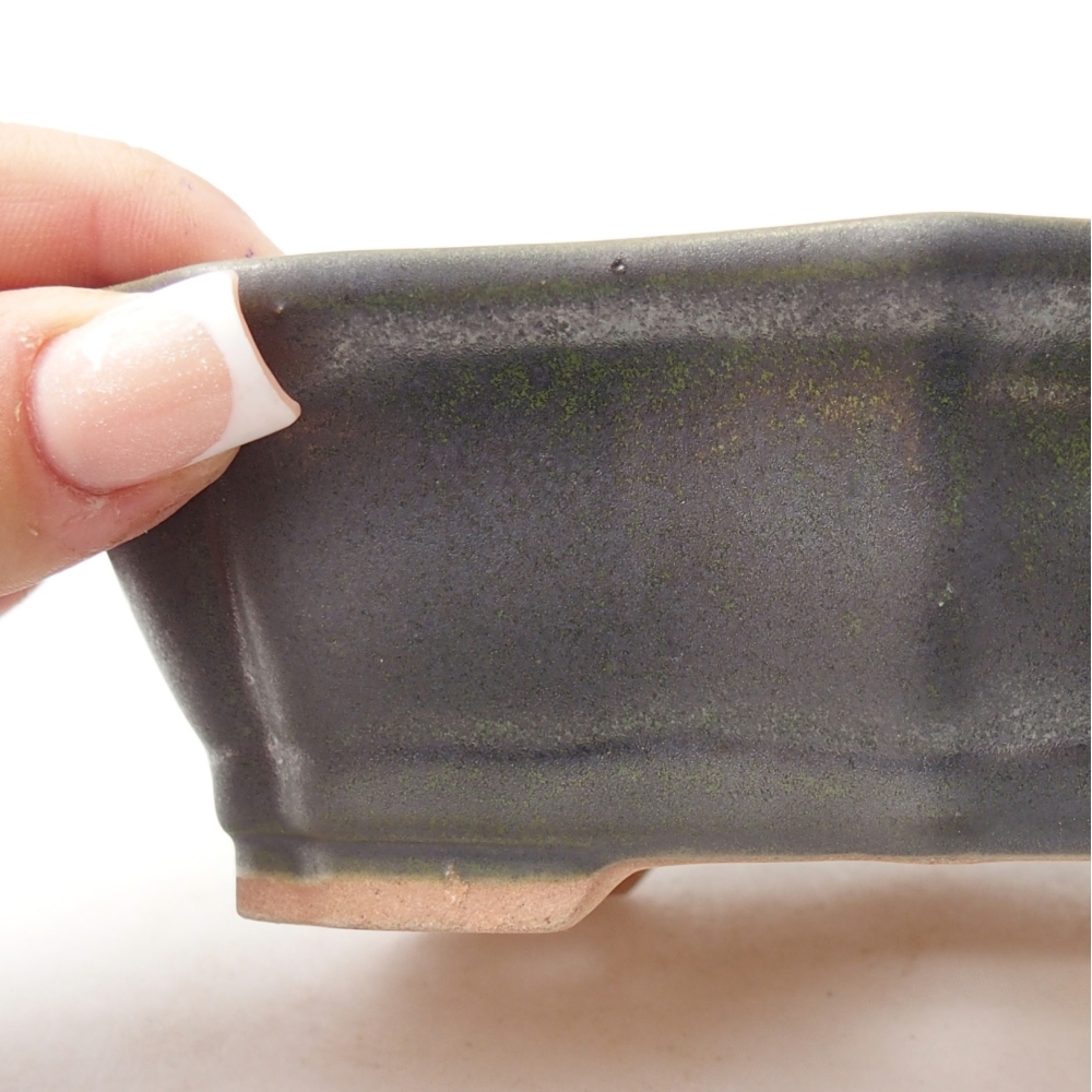 Ciotola bonsai in ceramica 15,5 x 11 x 4,5 cm, verde metallizzato