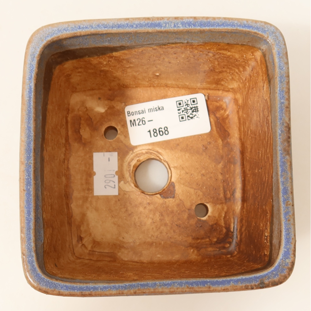 Vaso da bonsai in ceramica 10,5 x 10,5 x 7 cm, colore blu