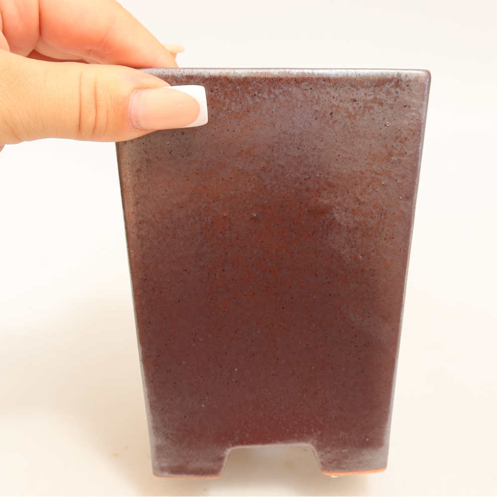 Ciotola bonsai in ceramica 9 x 9 x 12,5 cm, colore metallo