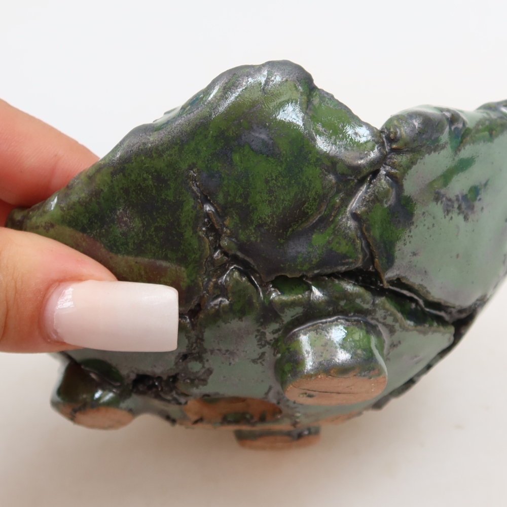 Guscio in ceramica  12 x 11 x 6,5 cm, colore verde