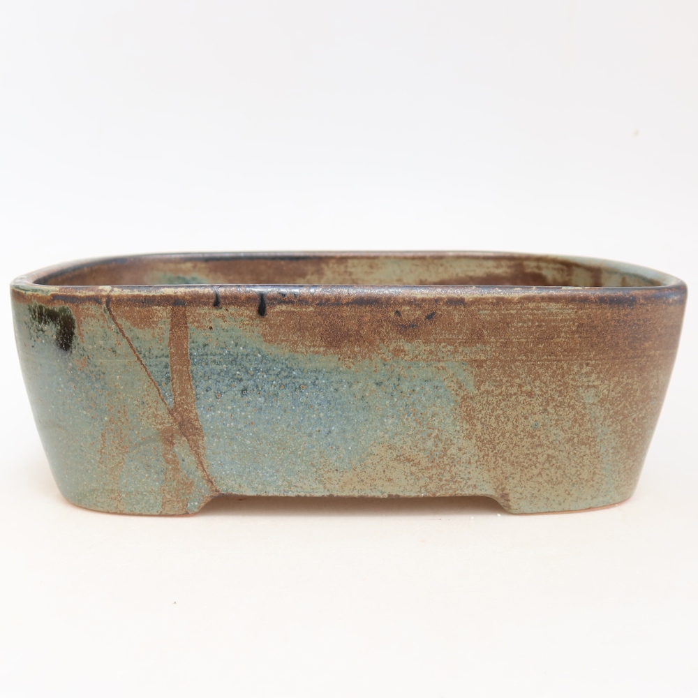 Vaso da bonsai in ceramica 23 x 17,5 x 7,5 cm, colore blu-marrone