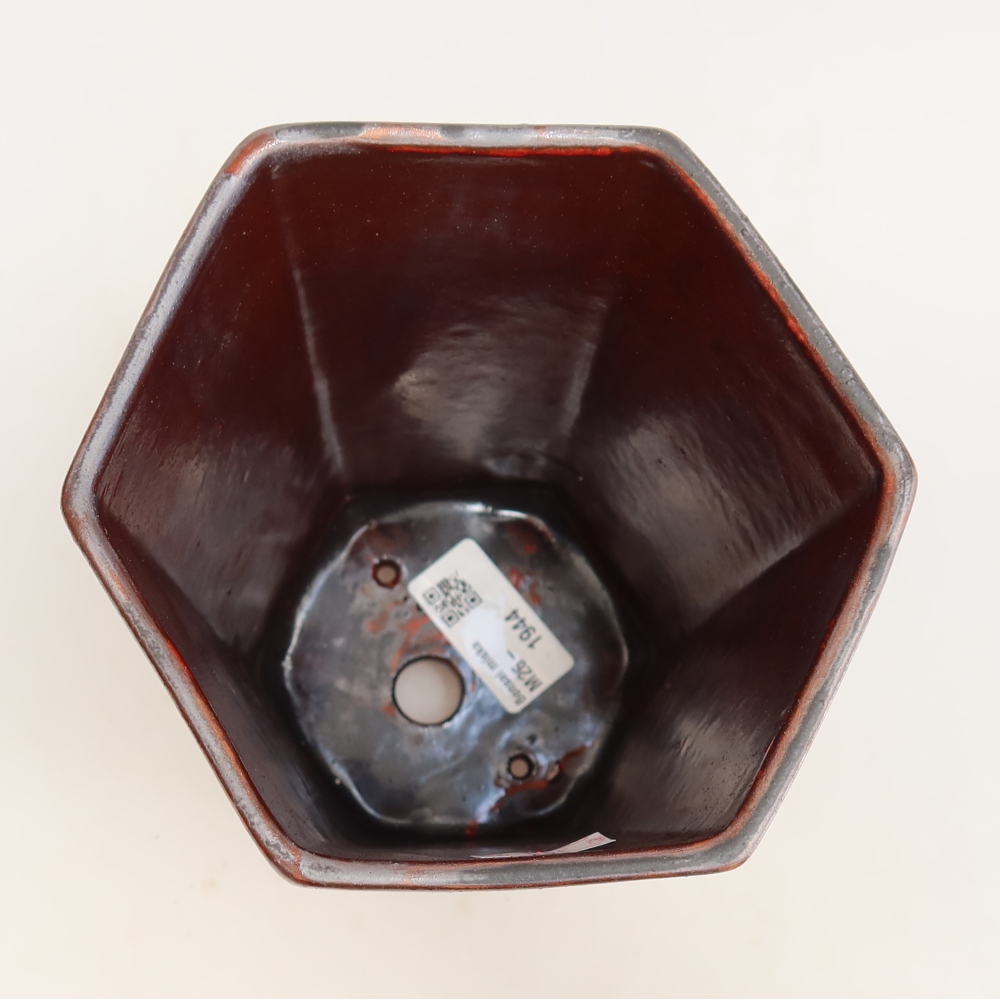 Vaso da bonsai in ceramica 13 x 12 x 17 cm, colore rosso metallizzato