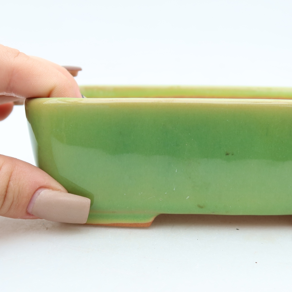 Ciotola per bonsai in ceramica 15 x 12,5 x 4,5 cm, verde