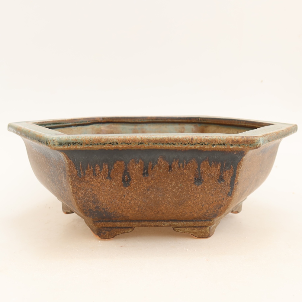 Vaso da bonsai in ceramica 28 x 24,5 x 9 cm, colore verde-marrone