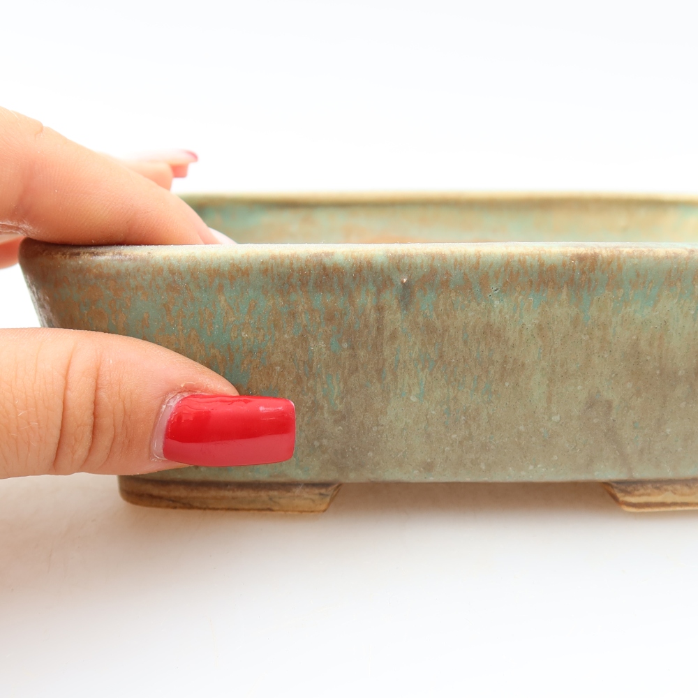 Vaso in ceramica per bonsai 14 x 11,5 x 4,5 cm, colore verde