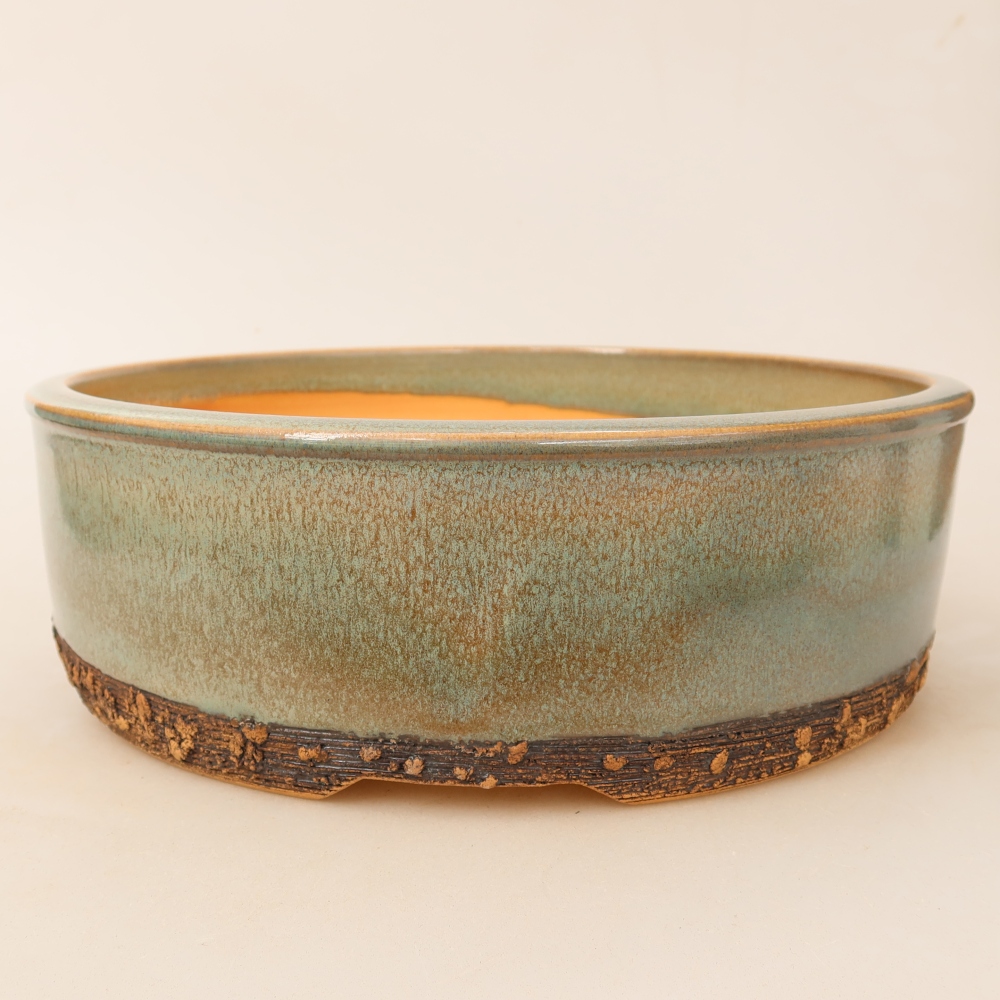 Vaso da bonsai in ceramica 25 x 25 x 8 cm, colore verde