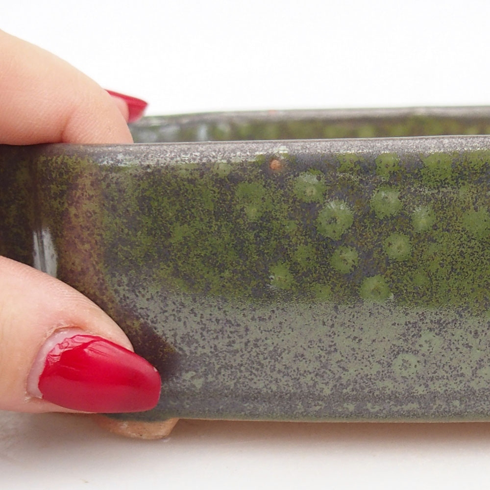 Ciotola bonsai in ceramica 16 x 11,5 x 4,5 cm, verde