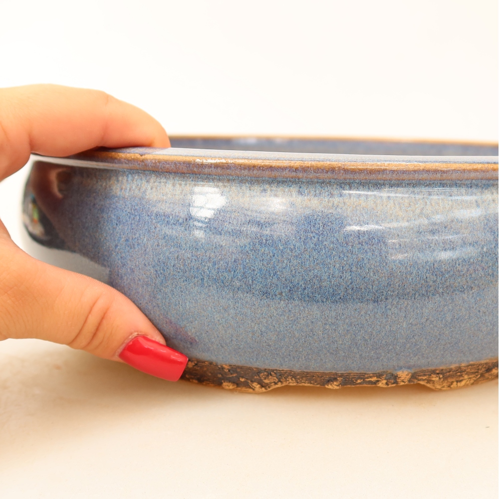 Vaso per bonsai in ceramica 24 x 24 x 7,5 cm, colore blu