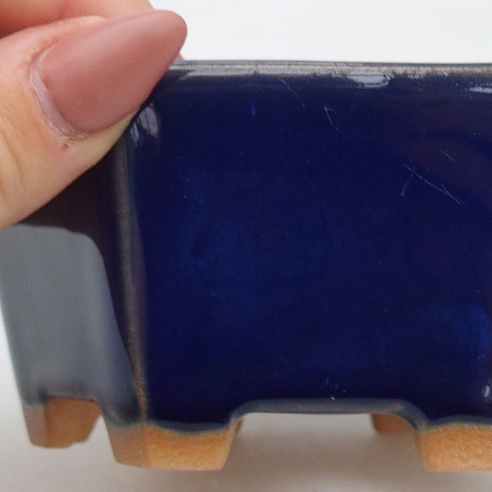 Ciotola bonsai in ceramica 10,5 x 9,5 x 5 cm, colore blu