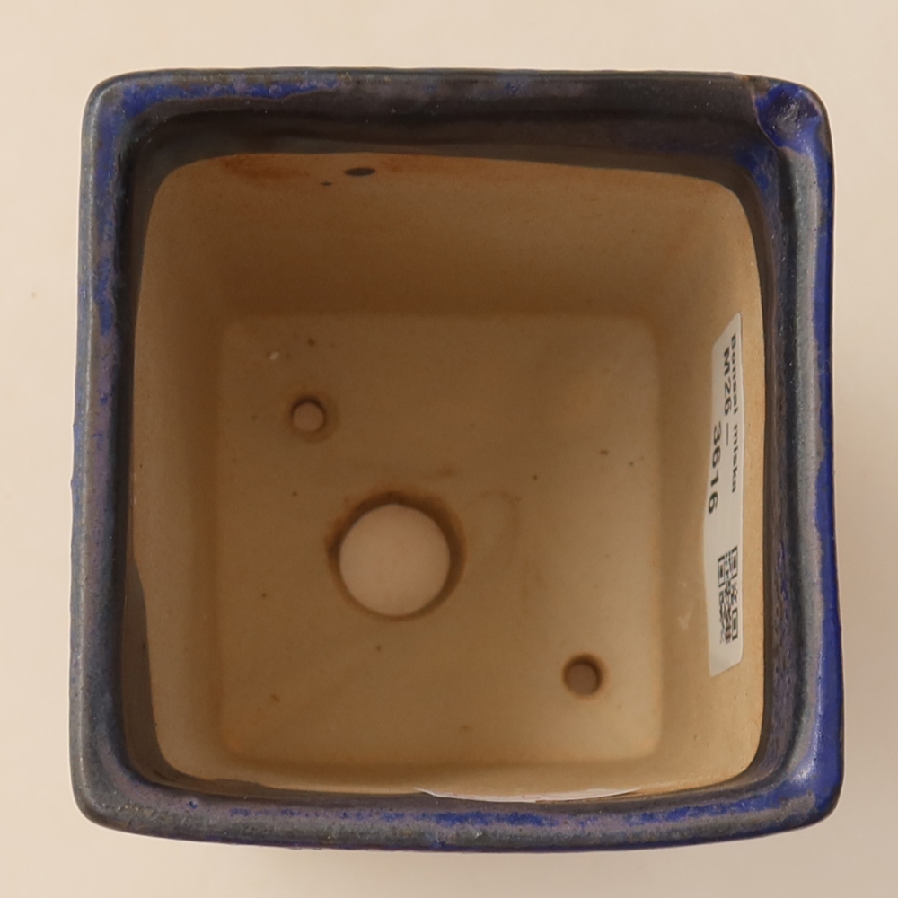 Vaso da bonsai in ceramica 7,5 x 7,5 x 10 cm, colore blu