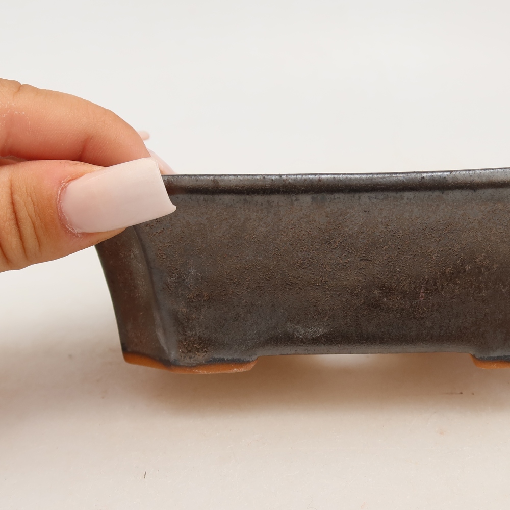 Vaso da bonsai in ceramica 13,5 x 11 x 4 cm, colore metallizzato