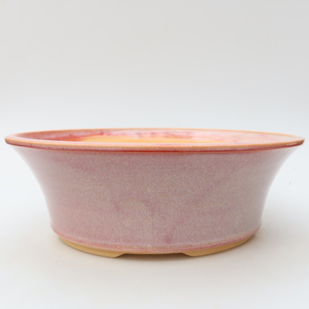 Vaso per bonsai in ceramica 25,5 x 25,5 x 8,5 cm, colore rosa