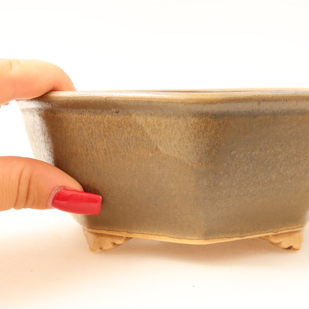 Vaso da bonsai in ceramica 17 x 16 x 6,5 cm, colore marrone