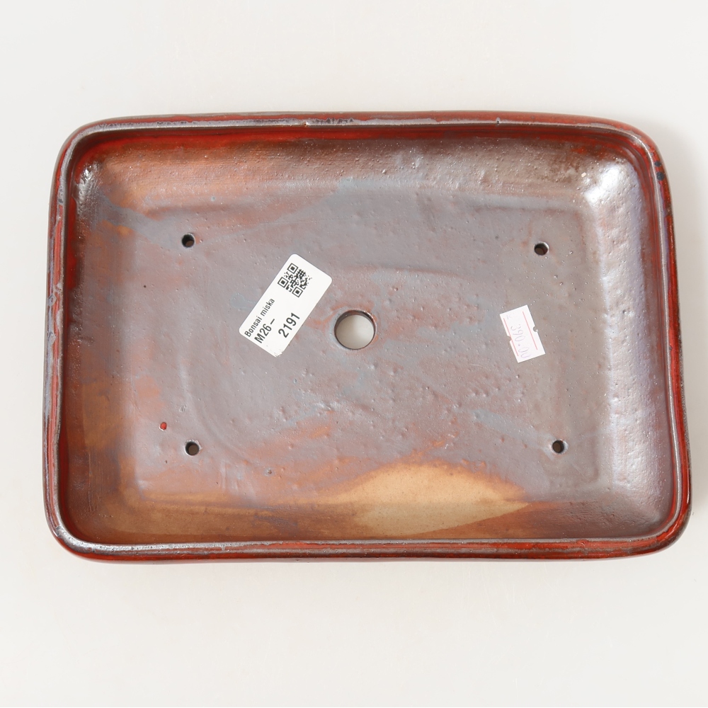 Vaso da bonsai in ceramica 24 x 17,5 x 4 cm, colore rosso metallizzato
