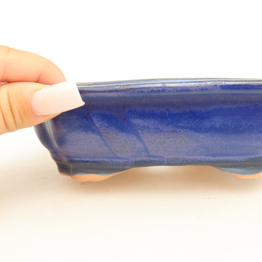 Ciotola per bonsai in ceramica 15,5 x 12 x 4,5 cm, colore blu