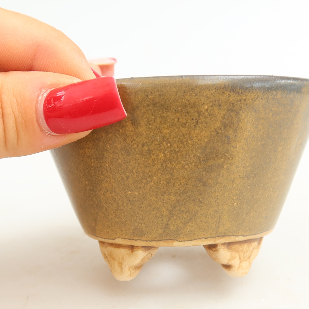 Vaso da bonsai in ceramica 8,5 x 8,5 x 5 cm, colore marrone
