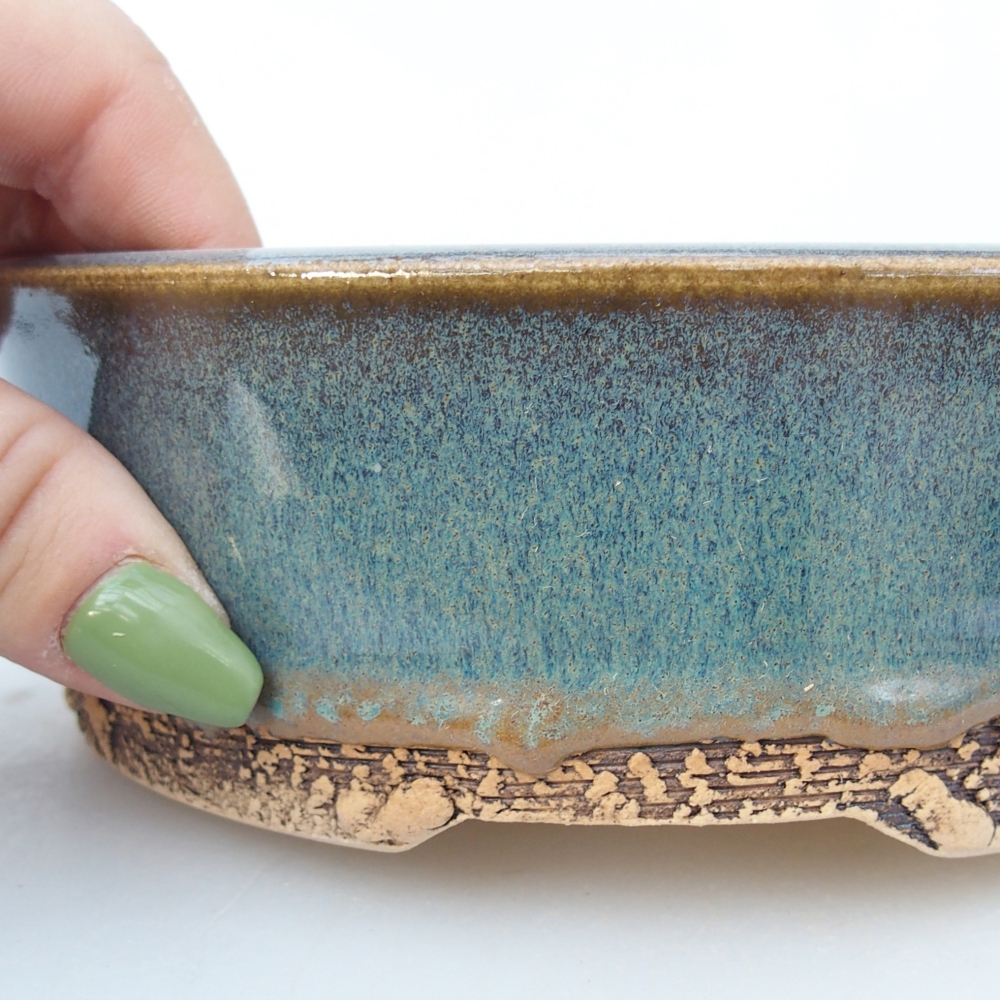 Ciotola bonsai in ceramica 15,5 x 15,5 x 5 cm, blu-grigio