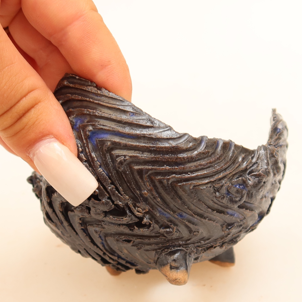 Guscio in ceramica  10 x 9,5 x 6,5 cm, colore blu-nero