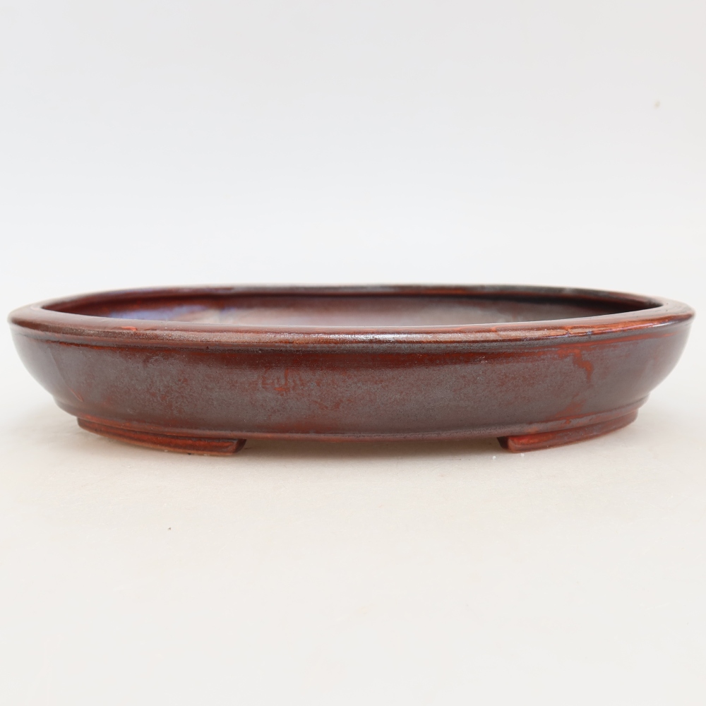 Vaso da bonsai in ceramica 24,5 x 20 x 4 cm, colore rosso metallizzato