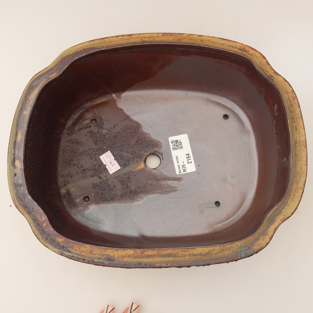 Vaso da bonsai in ceramica 24,5 x 21 x 7,5 cm, colore marrone