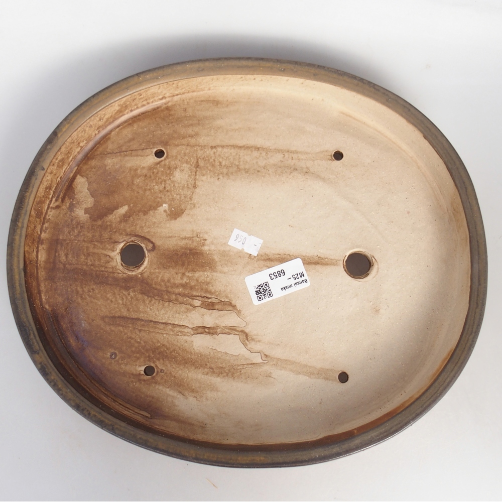 Ciotola per bonsai in ceramica 30,5 x 26,5 x 4 cm, marrone