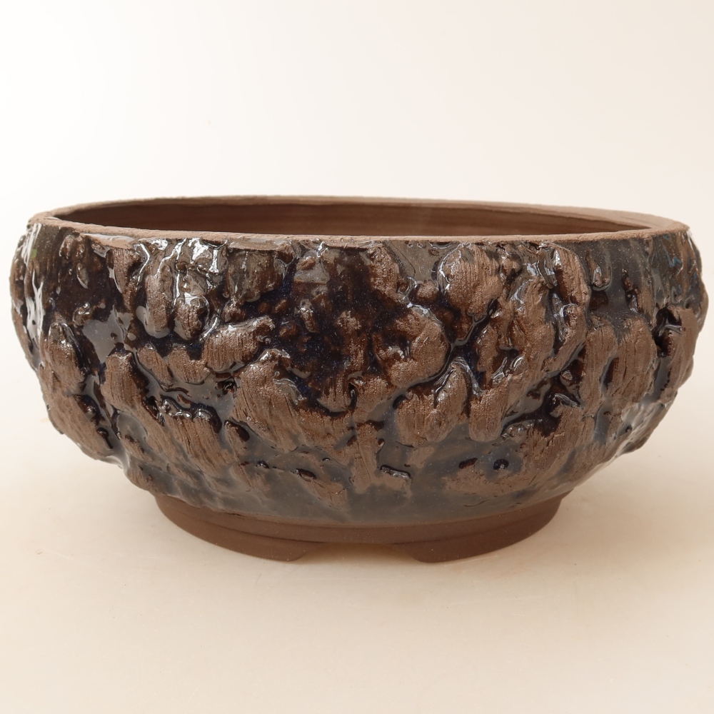 Vaso per bonsai in ceramica 17 x 17 x 8 cm, colore marrone