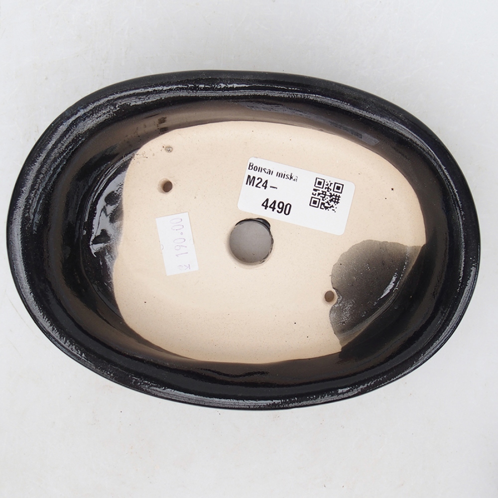 Ciotola per bonsai in ceramica 15 x 11 x 3,5 cm, colore nero