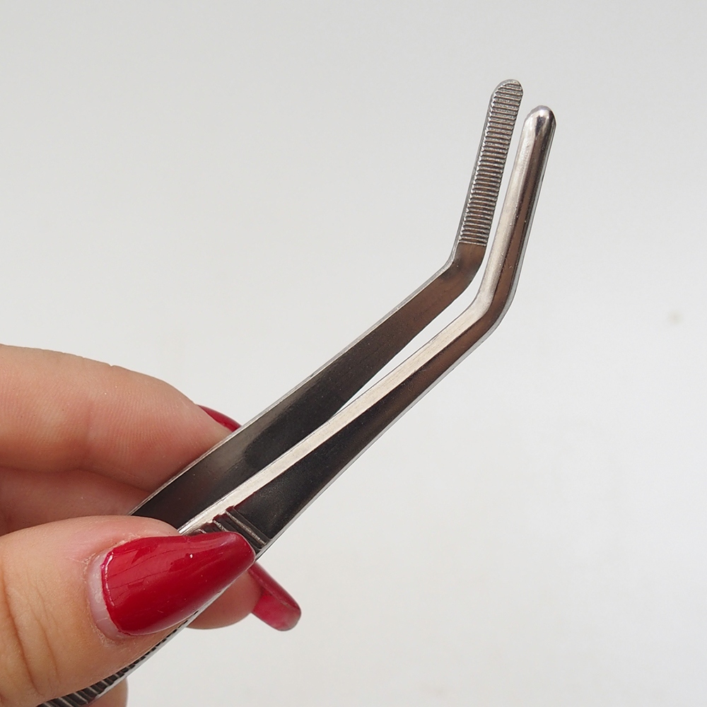 Spatola e pinzetta curva 22 cm - acciaio inox