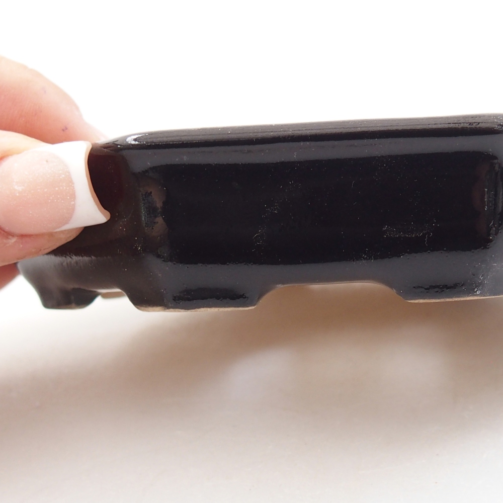 Ciotola per bonsai in ceramica 11,5 x 11,5 x 2 cm, colore nero