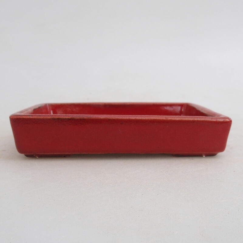 Ciotola per bonsai in ceramica 10,5 x 7,5 x 2 cm, colore rosso