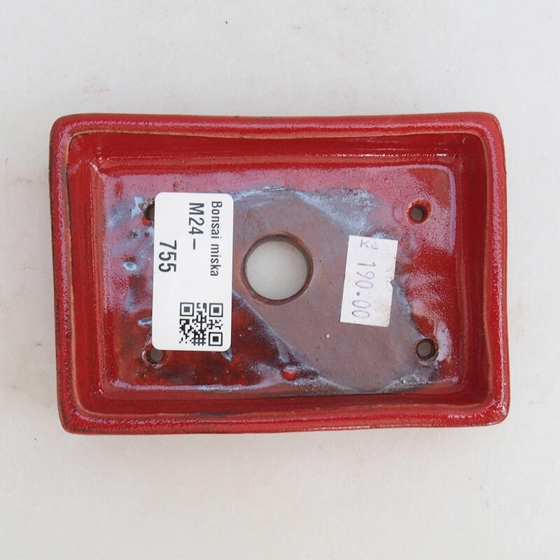 Ciotola per bonsai in ceramica 10,5 x 7,5 x 2 cm, colore rosso