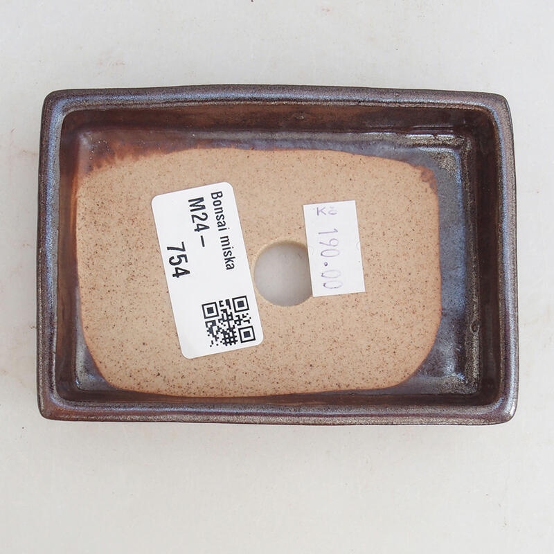 Ciotola per bonsai in ceramica 10,5 x 7,5 x 2 cm, marrone