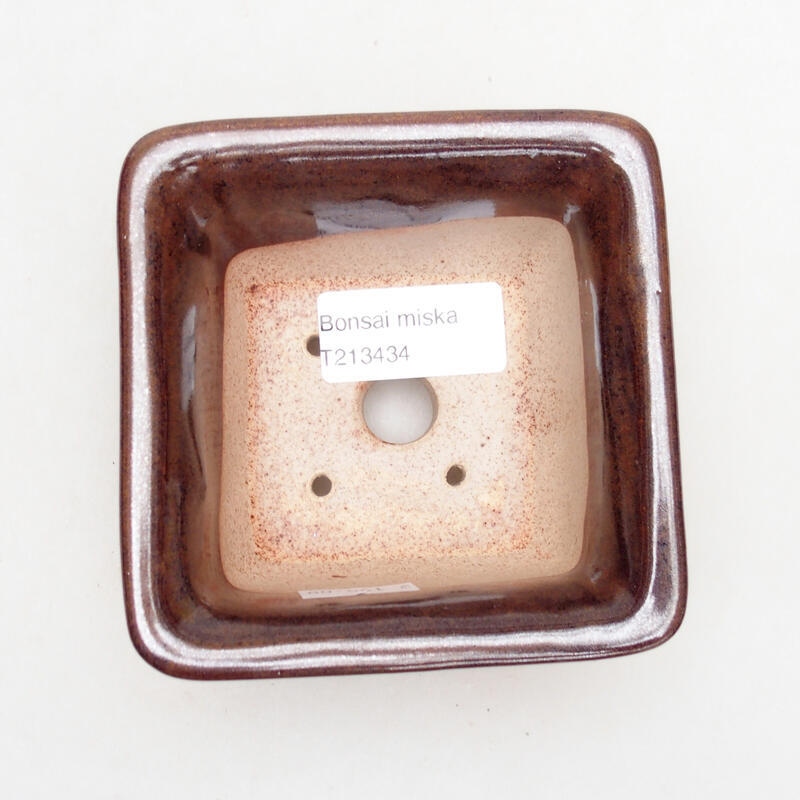 Ciotola per bonsai in ceramica 10 x 10 x 6 cm, marrone