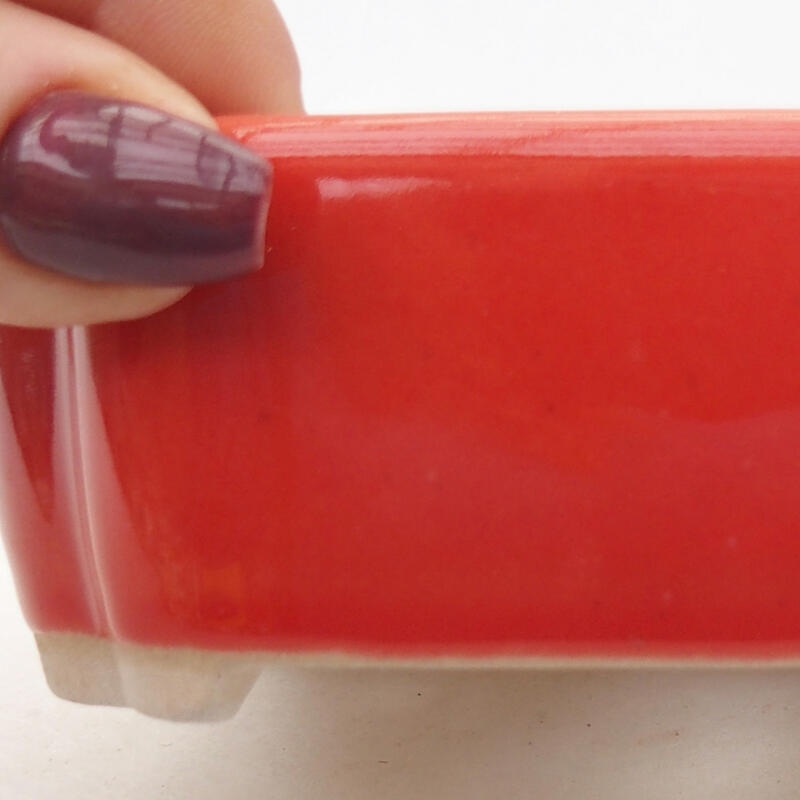 Ciotola per bonsai in ceramica 10 x 5,5 x 4 cm, colore rosso