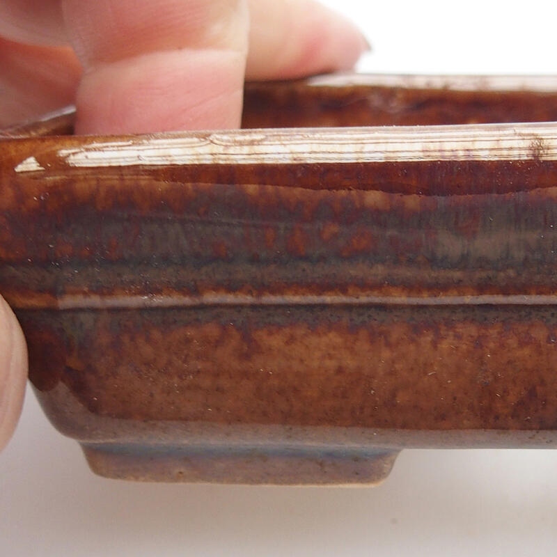 Ciotola per bonsai in ceramica 10 x 7 x 3 cm, marrone