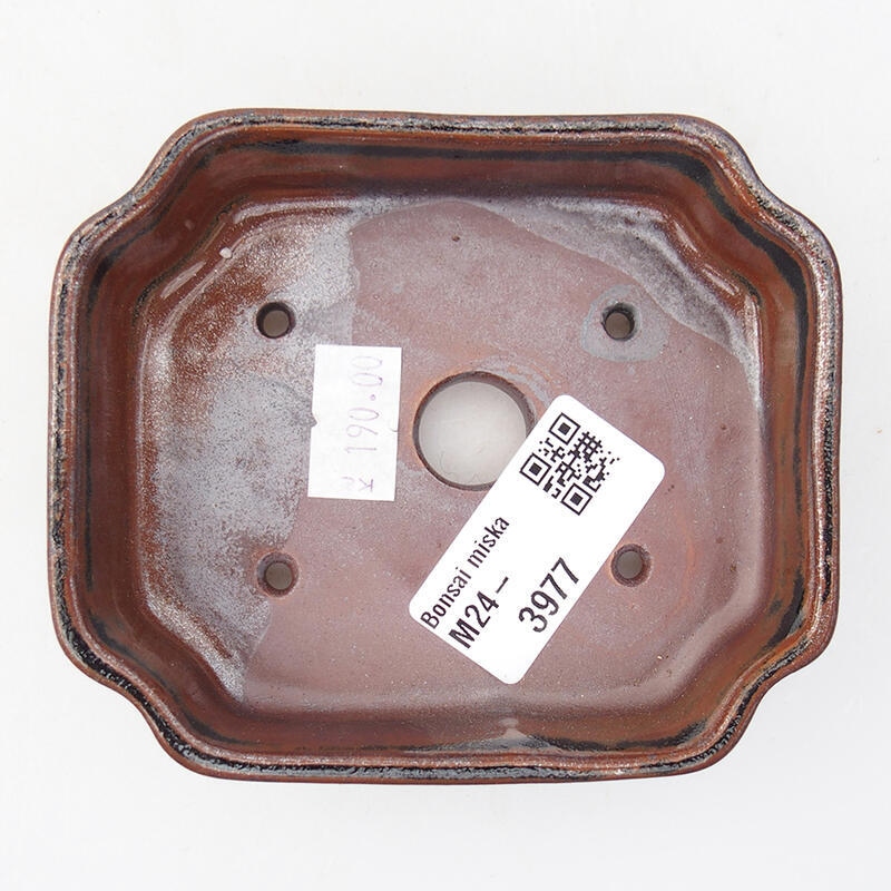 Ciotola per bonsai in ceramica 10 x 8,5 x 2,5 cm, marrone